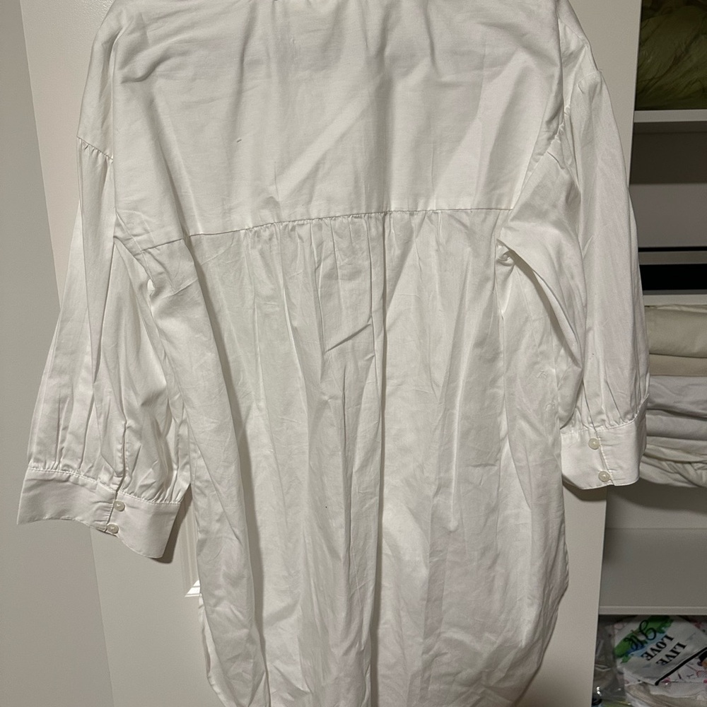 Anthropologie White Casual Button Down Shirt - Picture 3 of 3